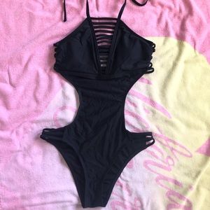 Xhilaration black strappy one piece